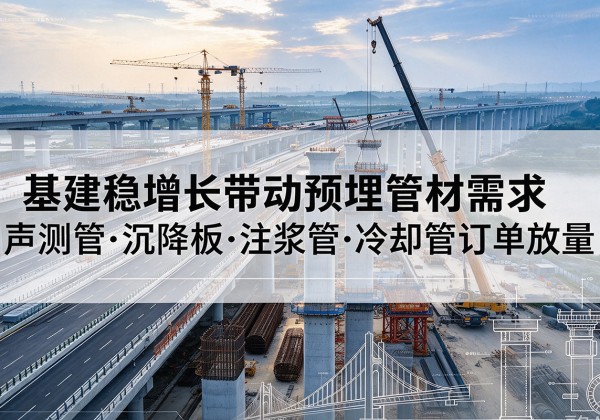 马山基建稳增长带动预埋监测管材需求，声测管、沉降板、注浆管订单持续放量